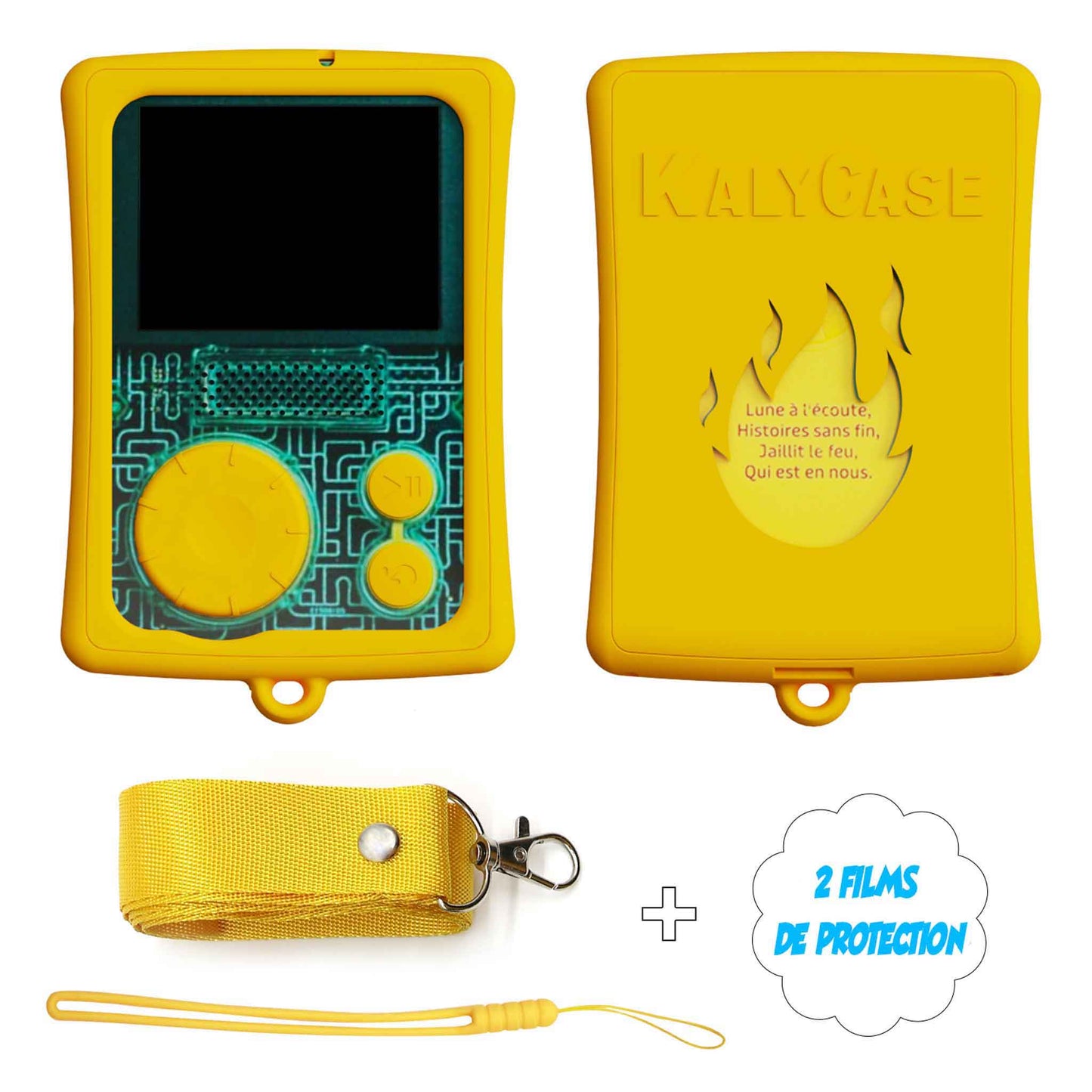 Coque Protection Compatible Flam Lunii - Kalycase Etui Silicone Jaune - Pochette Conteuse Histoire