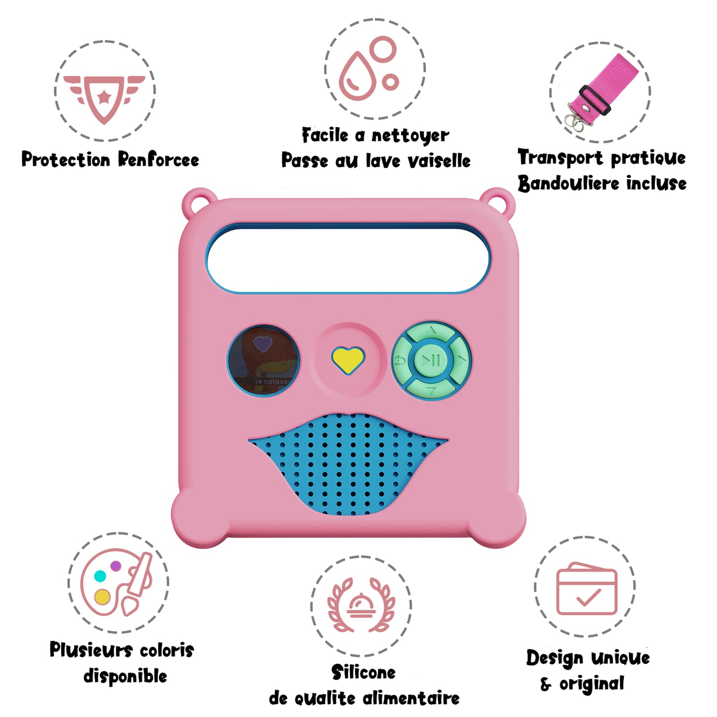 Etui KALYCASE Compatible Conteuse Merlin V1 - Coque de Protection Rose pour l'enceinte à Histoires