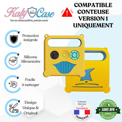 Housse de Protection Kalycase compatible Hello Merlin V1- Jaune - Coque Silicone Conteuse Histoire + Bandoulière