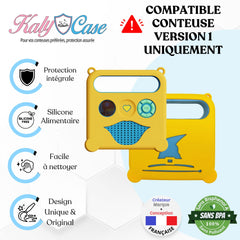 Housse de Protection Kalycase compatible Hello Merlin V1- Jaune - Coque Silicone Conteuse Histoire + Bandoulière